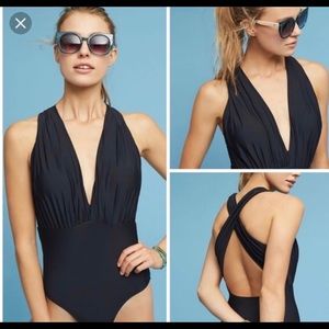 Anthropologie zinnia plunge one piece swimsuit